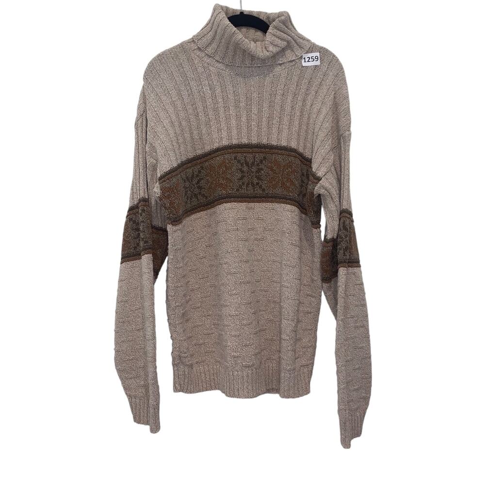 COOGI TYPE SWEATER Croft & Barrowe, Men's, Long Sleeve, Size S, Tan, Cream